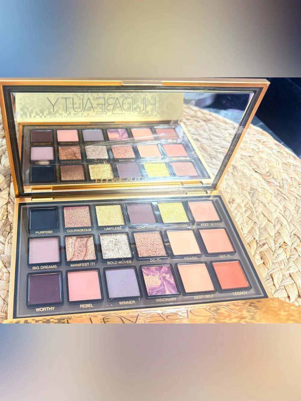 HUDA BEAUTY Eyeshadow Palette — Pink, Gold & Purple Shades
